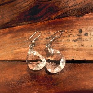 Earrings Clear Crystal Dewdrop Sparkly Bling